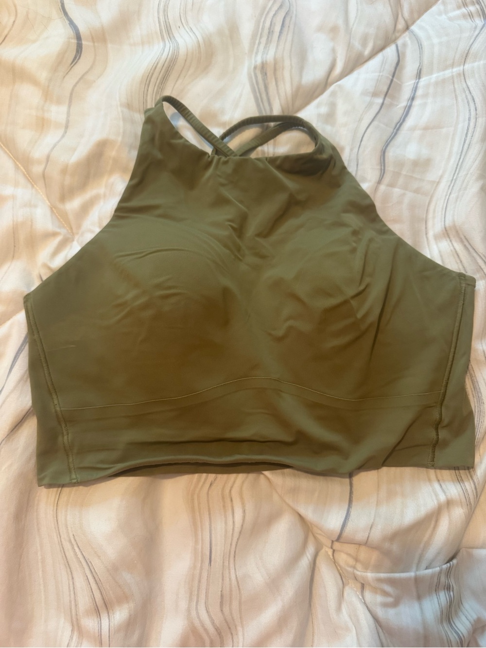 lululemon athletica Olive Green High-Neck Strappy Sports Bra